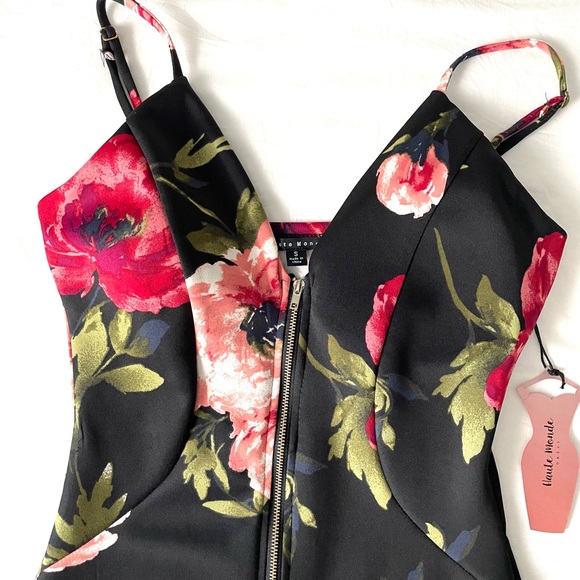 Haute Monde Pink Floral Bodycon Mini Dress - Picture 2 of 9